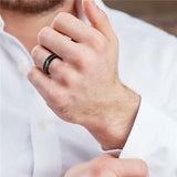 Black Tungsten Rings Rose Gold Groove Hammered Wedding Band Comfort Fit