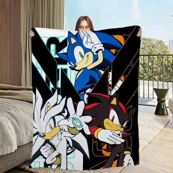 Sonic Hedgehog Soft Plush Flannel Blanket - Cool Warm Throw for Sofa Office and Travel - z4 / GAIT150x200CM
