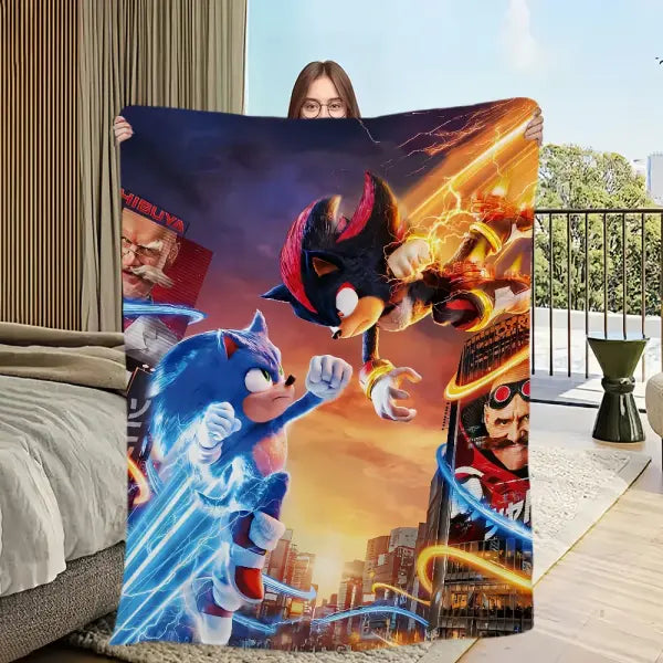 Blanket cool warm soft plush blanket for s-S-So-nicES-s sofa living room office cartoon bedroom cool travel gift art