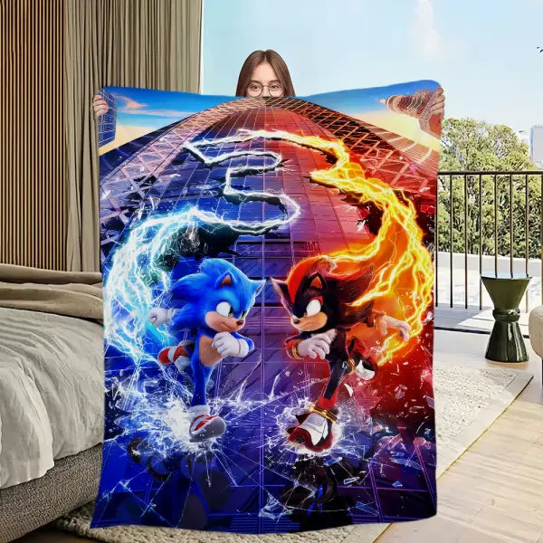 Sonic Hedgehog Soft Plush Flannel Blanket - Cool Warm Throw for Sofa Office and Travel - z2 / GAIT50x75CM