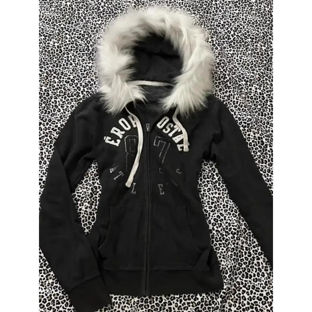 Blue Y2K Design Slim Cardigan Jacket Sweatshirt Women Autumn and Winter Gothic American Retro Casual Top Loose