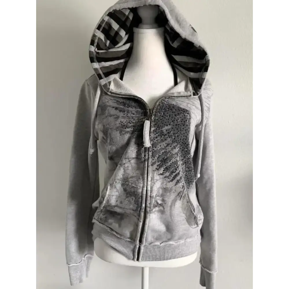 Blue Y2K Design Slim Cardigan Jacket Sweatshirt Women Autumn and Winter Gothic American Retro Casual Top Loose