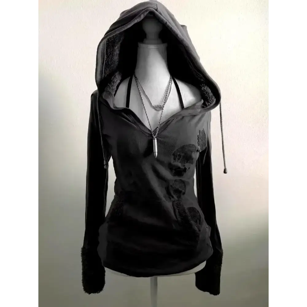 Blue Y2K Design Slim Cardigan Jacket Sweatshirt Women Autumn and Winter Gothic American Retro Casual Top Loose