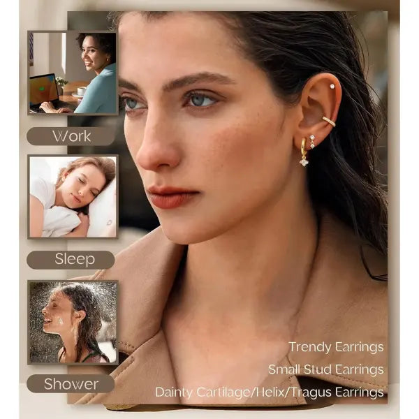 Bobisty Surgical Stainless Steel Earrings – Dainty Flat Back Stud & Hoop for Sensitive Ears Women’s Cartilage Jewelry