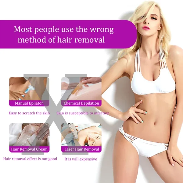Body Blue-Light Epilator – Electric Rotary Hair Remover for Face Legs Bikini and Lips - White