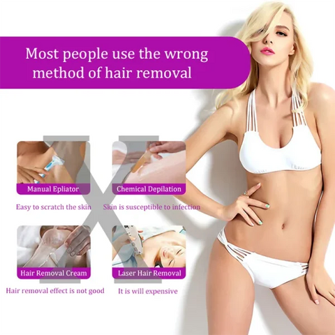 Body Blue-Light Epilator – Electric Rotary Hair Remover for Face Legs Bikini and Lips - White