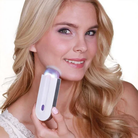 Body Blue-Light Epilator – Electric Rotary Hair Remover for Face Legs Bikini and Lips - White