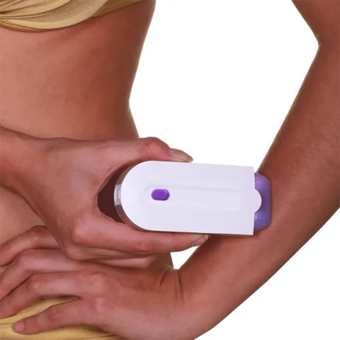 Body Blue-Light Epilator – Electric Rotary Hair Remover for Face Legs Bikini and Lips - White