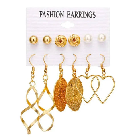 Bohemian Earrings Set with Tassel Pearl and Geometric Hoops - Himpall