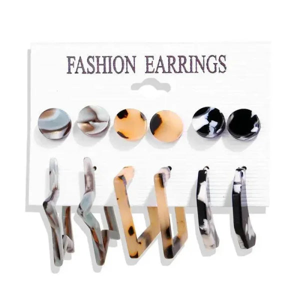 Bohemian Earrings Set with Tassel Pearl and Geometric Hoops - Himpall