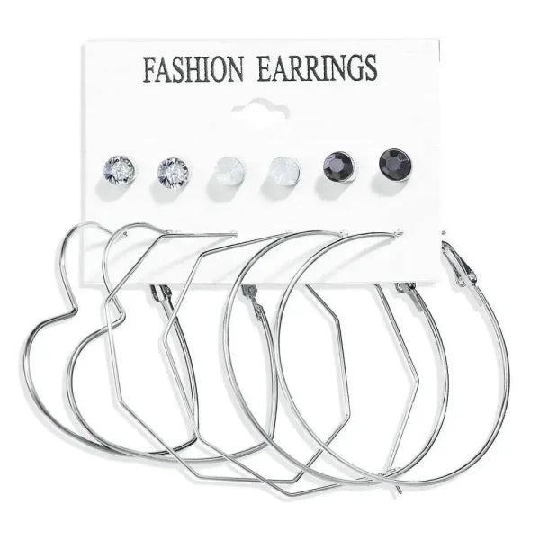 Bohemian Earrings Set with Tassel Pearl and Geometric Hoops - Himpall