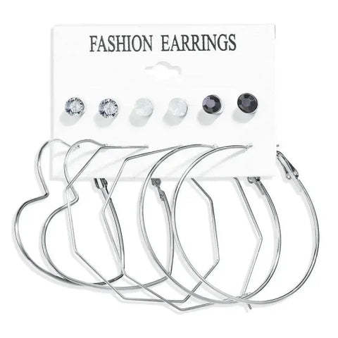 Bohemian Earrings Set with Tassel Pearl and Geometric Hoops - Himpall