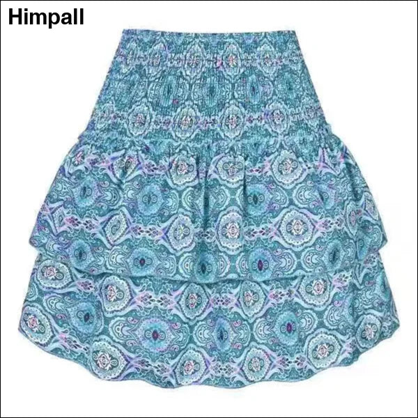 Bohemian Skirt with Vintage Floral Print - Trendy Mini Skirt