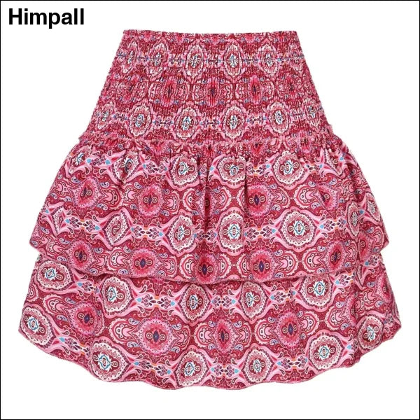 Bohemian Skirt with Vintage Floral Print - Trendy Mini Skirt