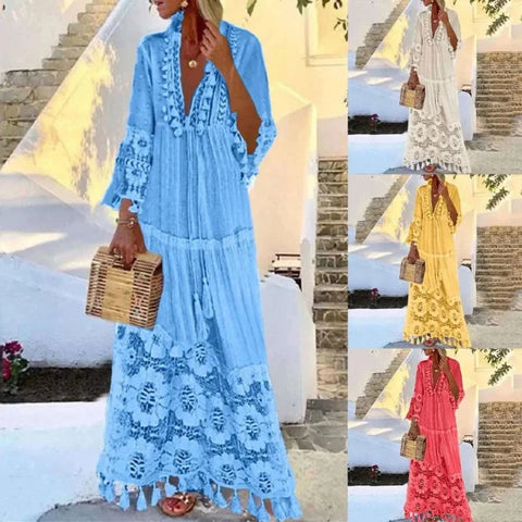 Bohemian Dress – Bohemian V-Neck Tassel Dress for Women