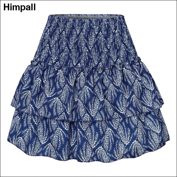 Boho Chic Skirt with High Waist Floral Design - Trendy Summer Fashion - DEEP BLUE / XL / CHINA - clothing