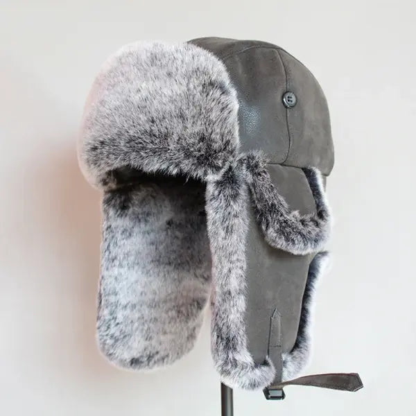 Winter Bomber Hat – Men’s & Women’s Russian Ushanka with PU Leather Fur Ear Flaps Warm Trapper Cap
