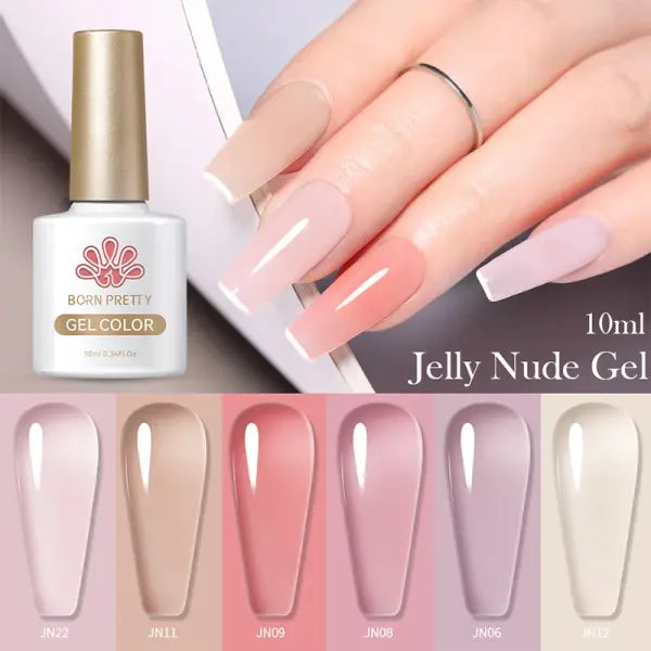 BORN PRETTY 10ml Translucent Jelly Nude Gel Nail Polish Colorful Varnish Semi Permanent UV LED Nail Art Manicure Gel