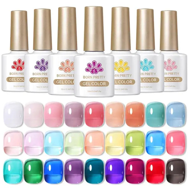 BORN PRETTY 10ml Translucent Jelly Nude Gel Nail Polish Colorful Varnish Semi Permanent UV LED Nail Art Manicure Gel