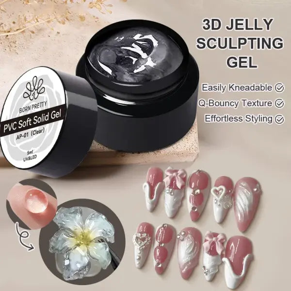 15ml Clear Non-Stick Nail Extension Gel – 3D Sculpting Solid Hard Gel - clear Sculpted gel