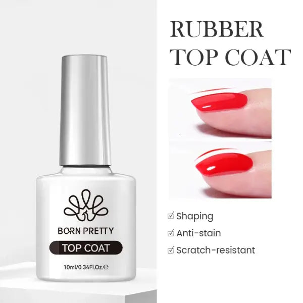 Super Base & Top Coat Gel Nail Polish – Semi-Permanent Rubber 10ml - Rubber Top Coat