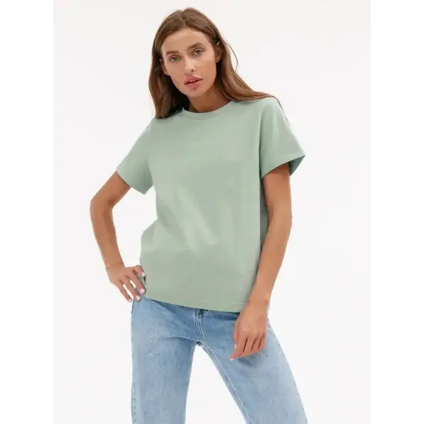 Bornladies Summer 100% Cotton Women’s T-Shirt – Loose Solid Short Sleeve Top - Rock gray / XXL