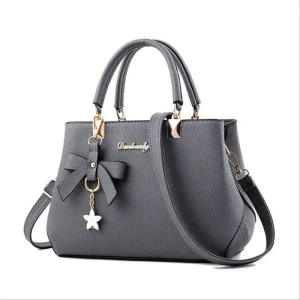 Bowknot Star Pendant Shoulder Bag for Trendy Elegance - Grey 1