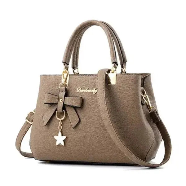 Bowknot Star Pendant Shoulder Bag for Trendy Elegance - Khaki 1