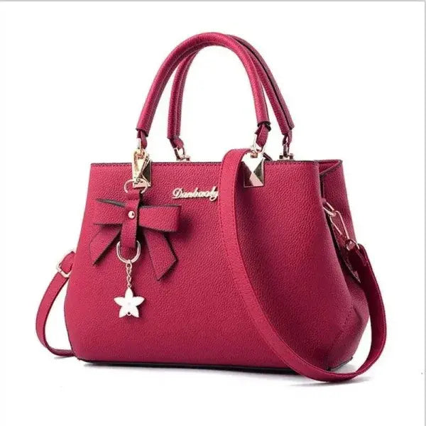 Bowknot Star Pendant Shoulder Bag for Trendy Elegance - Wine Red 1