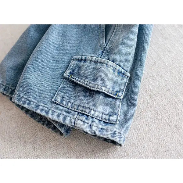 Boys Denim Cargo Shorts with Elastic Waist 2-8Y for Casual Summer Wear