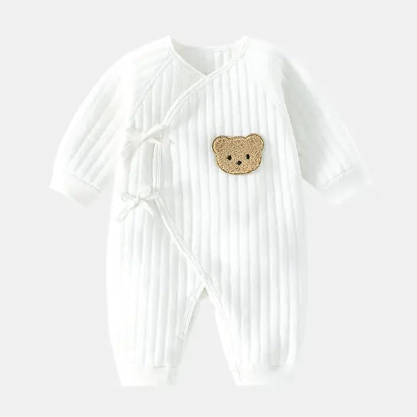 Thick Cotton Baby Bodysuit – Warm Winter One-Piece for Newborn Boys & Girls (0–6M) - White / 3M
