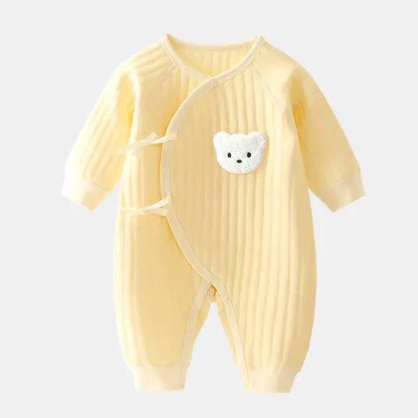 Thick Cotton Baby Bodysuit – Warm Winter One-Piece for Newborn Boys & Girls (0–6M) - Yellow / 6M