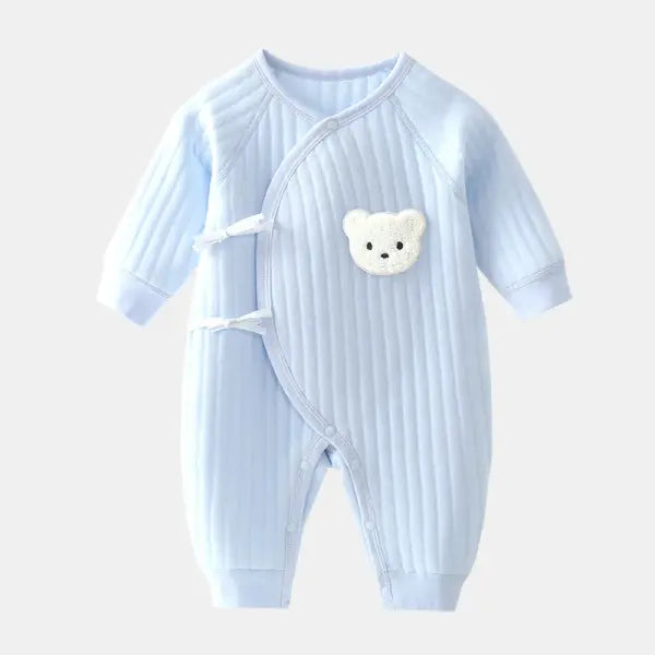 Thick Cotton Baby Bodysuit – Warm Winter One-Piece for Newborn Boys & Girls (0–6M) - Blue / 6M