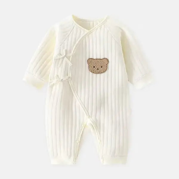 Thick Cotton Baby Bodysuit – Warm Winter One-Piece for Newborn Boys & Girls (0–6M) - Khaki / newborn