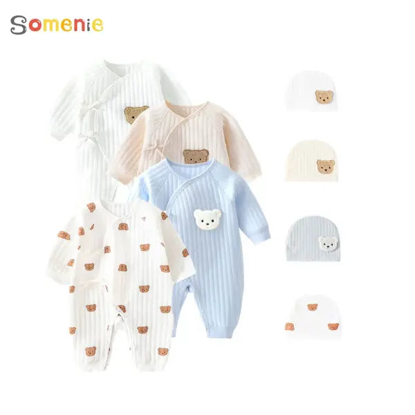 Thick Cotton Baby Bodysuit – Warm Winter One-Piece for Newborn Boys & Girls (0–6M)