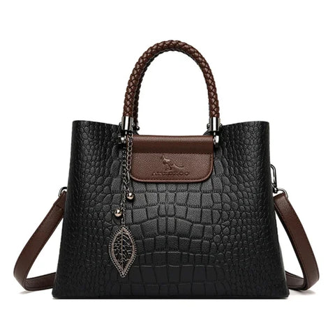Brand Leather 3-Layer Alligator Crossbody Bag for Women - Luxury Designer Shoulder Messenger Handbag - Himpall
