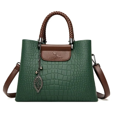 Brand Leather 3-Layer Alligator Crossbody Bag for Women - Luxury Designer Shoulder Messenger Handbag - Himpall