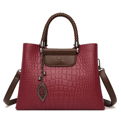 Brand Leather 3-Layer Alligator Crossbody Bag for Women - Luxury Designer Shoulder Messenger Handbag - Himpall