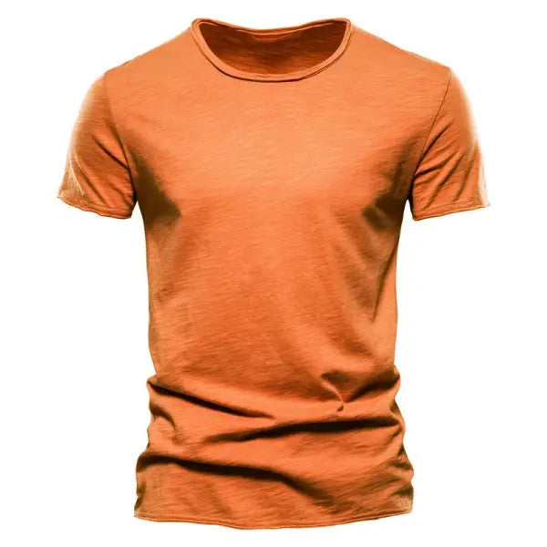 100% Cotton Men’s V-Neck T-Shirt – Slim Fit Solid Short Sleeve Tee - F038-O-Yellow / CN Size 5XL100-105kg