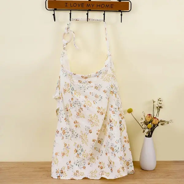 Breathable Baby Nursing Cover – Cotton Muslin Breastfeeding Privacy Apron & Feeding Blanket - flowers