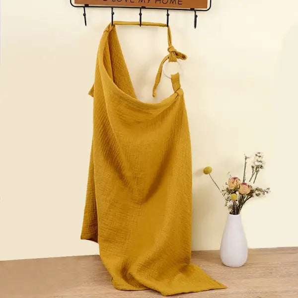 Breathable Baby Nursing Cover – Cotton Muslin Breastfeeding Privacy Apron & Feeding Blanket - yellow