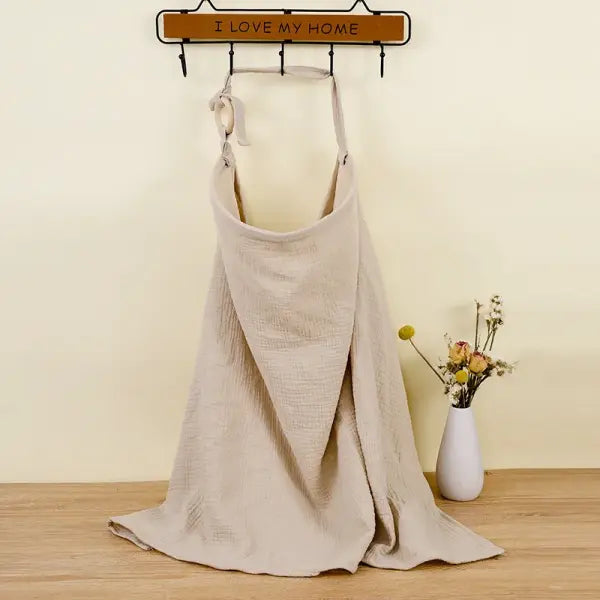 Breathable Baby Nursing Cover – Cotton Muslin Breastfeeding Privacy Apron & Feeding Blanket - Khaki