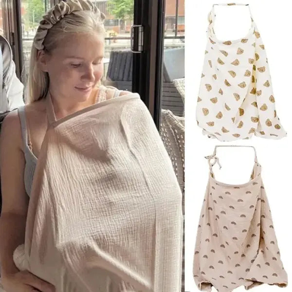 Breathable Baby Nursing Cover – Cotton Muslin Breastfeeding Privacy Apron & Feeding Blanket