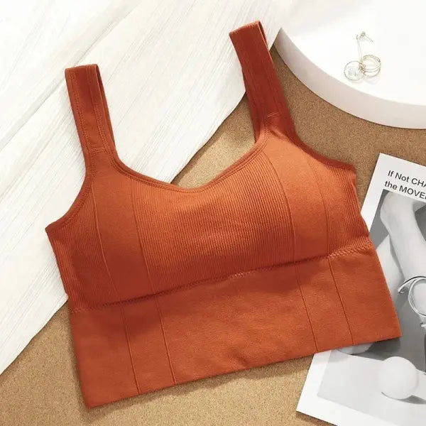 Seamless Breathable Sports Bra for Yoga and Gym Workout - Orange / One size for 40-70kg