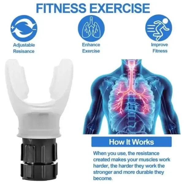 Breathing Exerciser Device for Unisex Adjustable Resistances Cardio Training