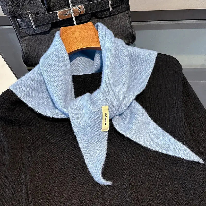 British Korean Triangle Knitted Scarf 100% Wool Winter Warmth - 9