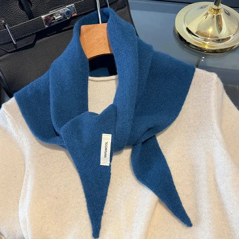 British Korean Triangle Knitted Scarf 100% Wool Winter Warmth - 12