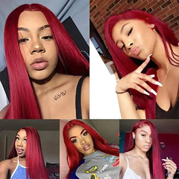 Burgundy lace front wigs