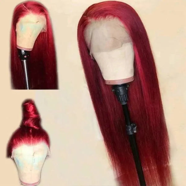 Burgundy lace front wigs - Red / 12inches