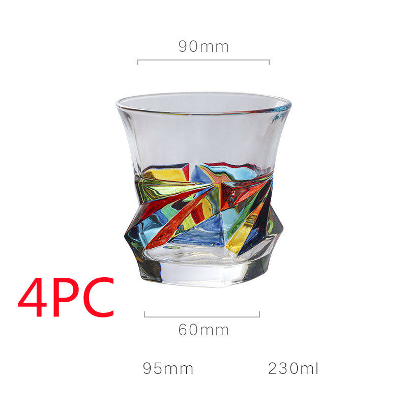 European Style New Enamel Whisky Glass With Colorful Woven Pattern - 1 Style / 4PCS - Hair Remover
